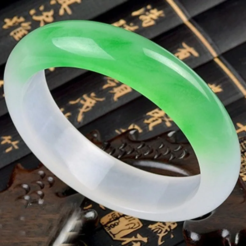 Cui Se Yang Green Bracelet Half Mountain Half Water Jade Bracelet Women's Bracelet