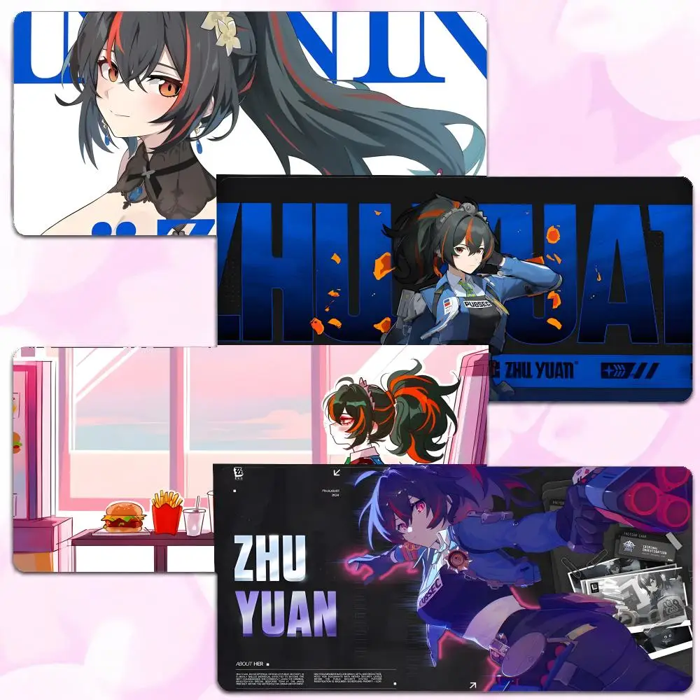 Game Character Zenless Zone Zero Zhu Yuan Mouse Pad Thick Lock Edge Gaming Desk Mat Large Size PC Mouse Pad Home decor