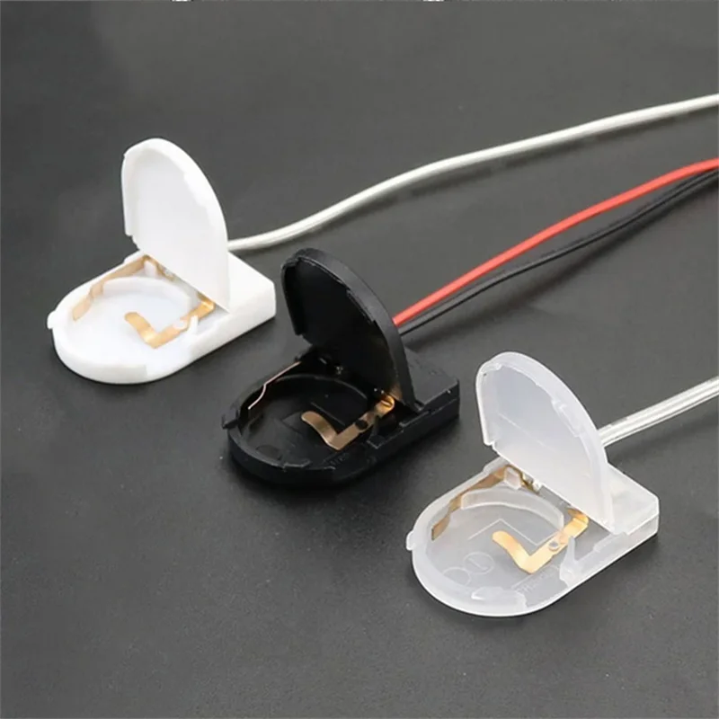 5 قطعة فتحة واحدة CR2032 CR 2032 زر عملة خلية حامل البطارية غطاء مع مفتاح التشغيل والإيقاف يؤدي سلك صندوق بطارية 3 فولت #5