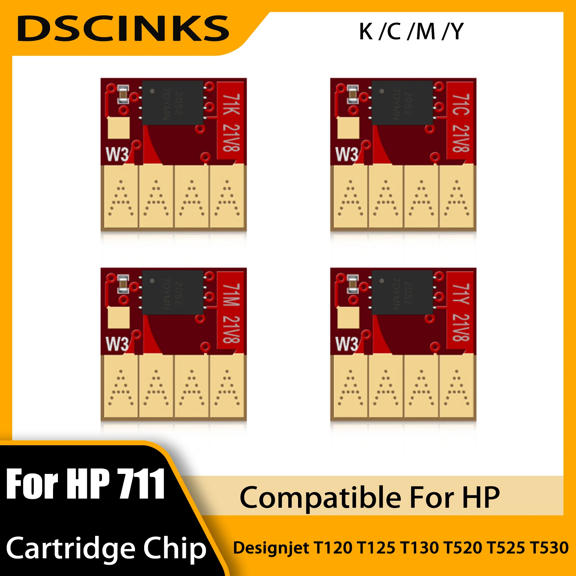 

For HP 711 Permanent Ink Cartridge Chip For HP Designjet T120 T125 T130 T520 T525 T530 Printer