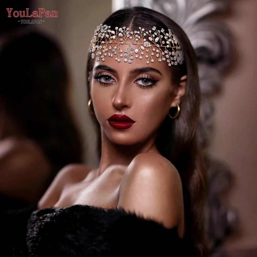 YouLaPan Handmade Pearls Rhinestones Hair Band For Women Elegant Bridal Accessories Sparkling Wedding Party Prom Headpiece HP10