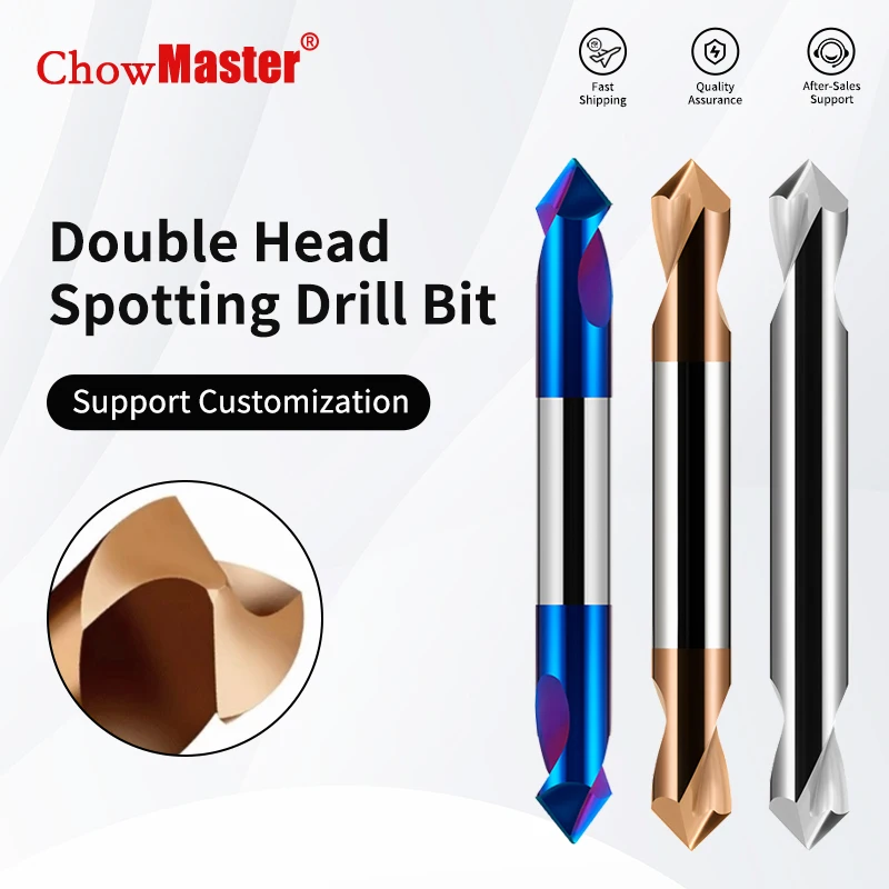 

Chowmaster Two Head Carbide Spotting Drill Bit for Steel Aluminum 90 Degrees 3-12mm Diameter Tungsten Steel Drills