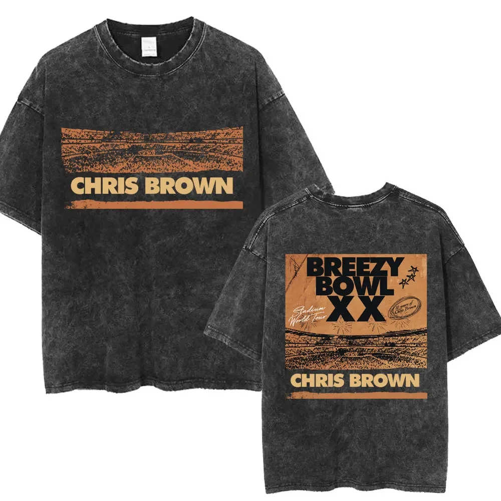غسلها خمر مغني الراب كريس براون تي شيرت Breezy السلطانية XX جولة الهيب هوب تي شيرت الرجال النساء فضفاض القطن تي شيرت الشارع الشهير الهدايا