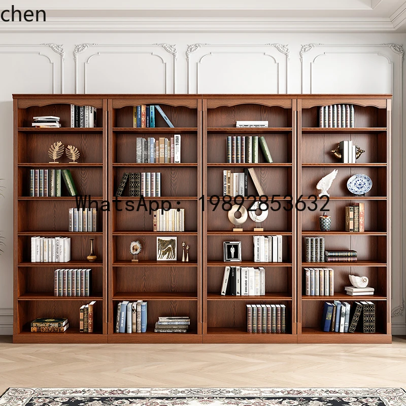 solid wood bookshelf shelf floor-to-ceiling multi-layer home bedroom bookcase modern simple living room display cabinet