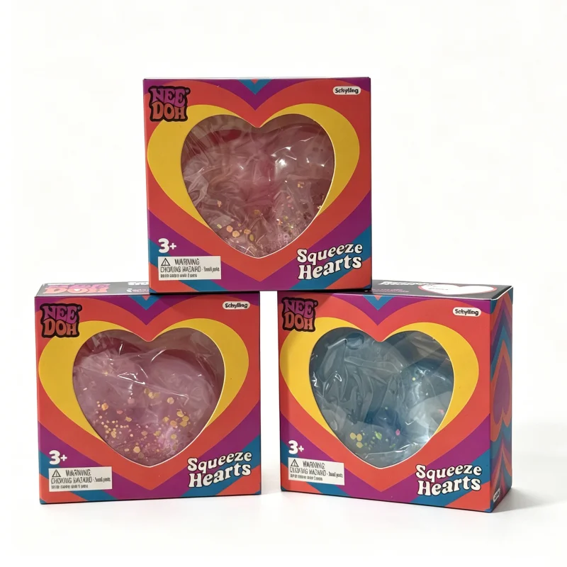 Needoh Hearts Squeeze Toy Mini Regular 3 Color Maltose Glitter Translucent Slow Rebound Ornament Relief Stress Festival Present