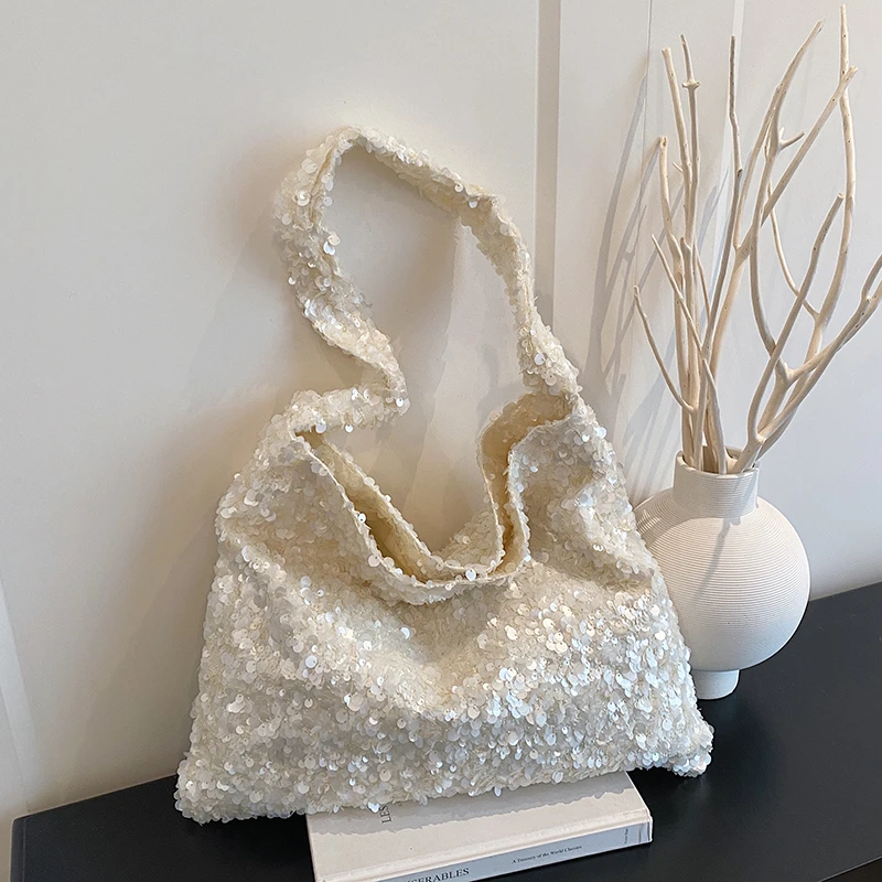 

Sparkly Sequin Tote Bag for Women, Large Capacity Shiny Shoulder Handbag, Casual Glitter Shopper Bag for Party, Night Out