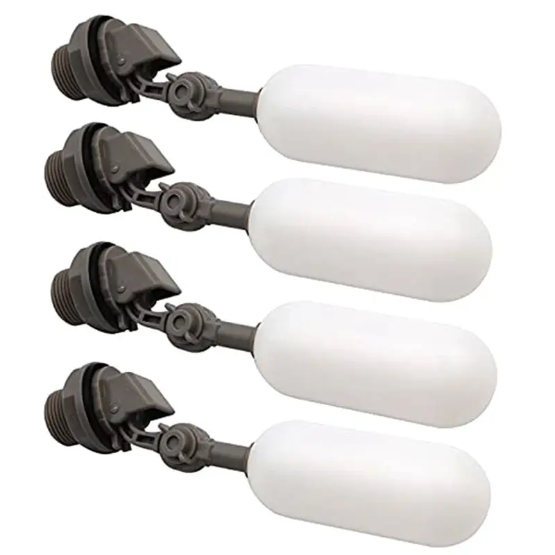 DTA4 4 Pack Plastic Water Float Valve, Adjustable 3/4 NPT Float Ball Valve for Water Tank, Pool, Livestock Trough
