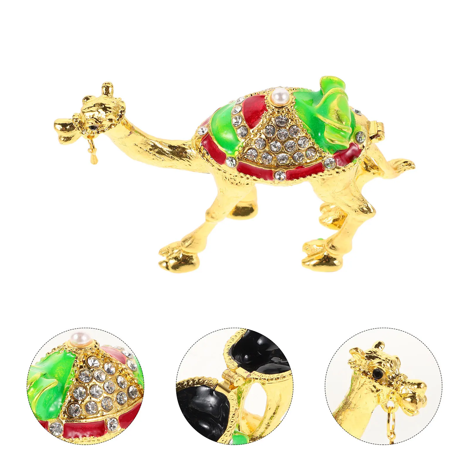 

Camel Jewelry Box Metal Enamel Hinged Classic Trinket Organizer Ring Necklace Storage Home Decoration Camel Figurine Jewelry Box