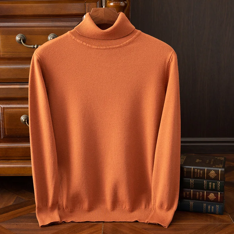 Men Cashmere Sweater turtleneck Pullovers Knit Sweater Autumn and Winter New Long Sleeve High-End Jumpers Tops