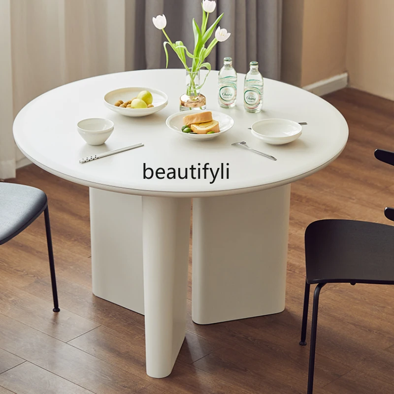 

Nordic Modern round Table Home Small Apartment American Simple Italian round Solid Wood Dining Table