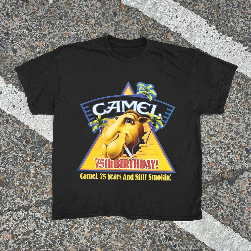 Vintage Camel Graphic T-Shirt Camel Cigarettes Men Women 90s Cotton T-shirt Aesthetic Streetwear Harajuku Y2K Casual Loose Tops