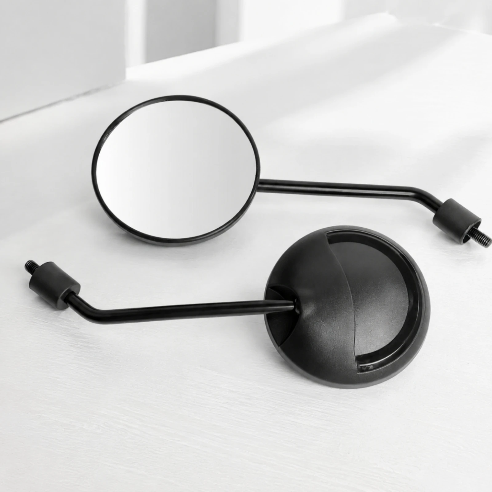 Threaded Mount Rearview Mirror with Metal Stem Vibration-Resistant Convex Rearview Mirror Sturdy for Outdoor Riding