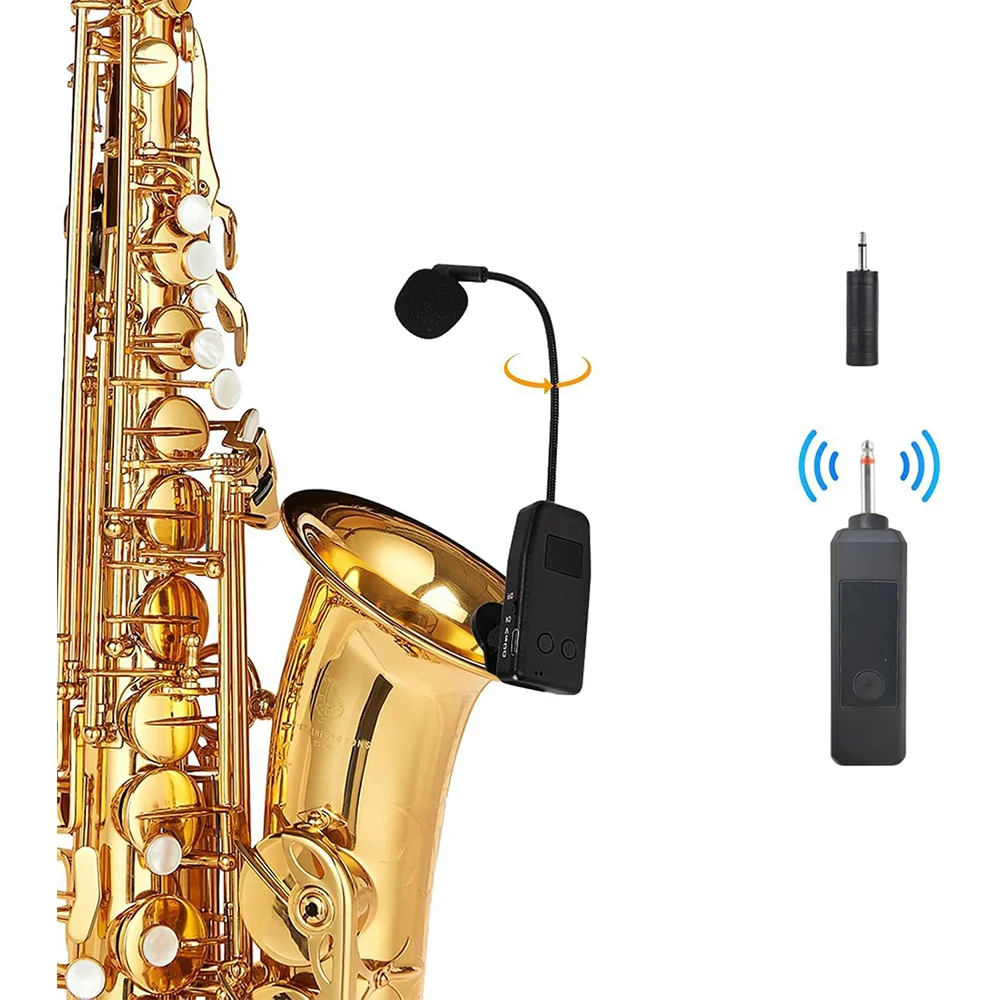 E108 Wireless Saxophone Microphone Receiver and Transmitter System Clip on Instrument Mic for Saxophones Speakers view 6