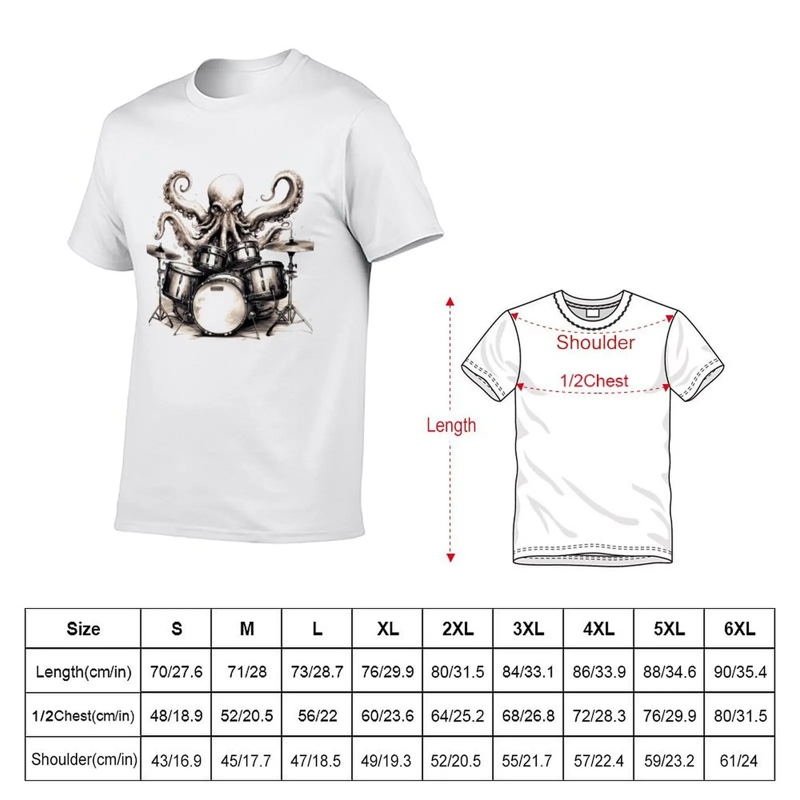 Octopus Playing Drums Drummer Drumming Musician T-Shirt t shirt personalised t shirt for man 100 percent cotton T-Shirt