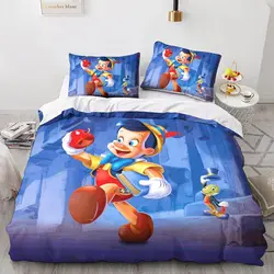 Set di biancheria da letto Pinocchio copripiumino per bambini dei cartoni animati con federa biancheria da letto biancheria da letto per regalo per bambini della ragazza del ragazzo