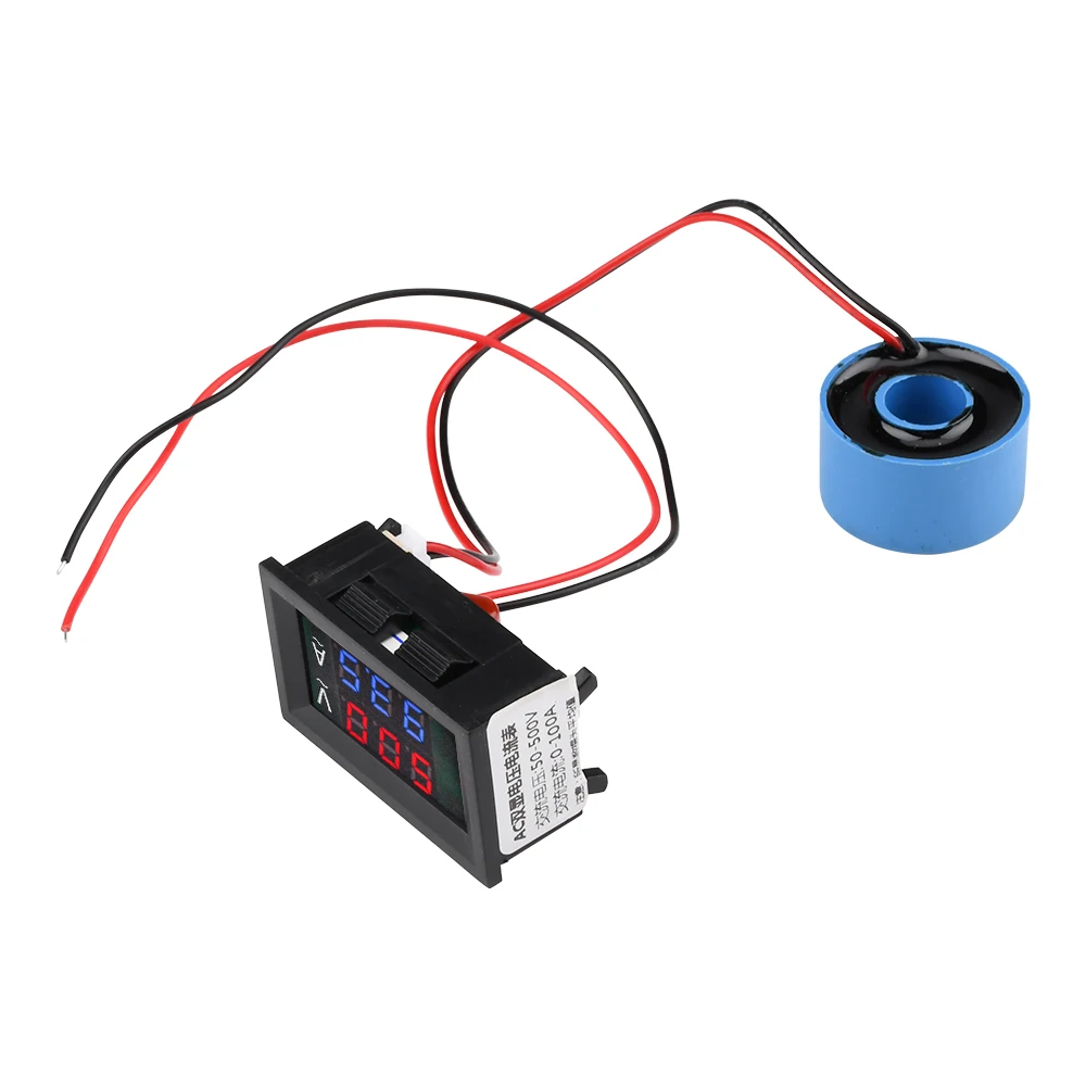 AC 50-500V Digital Voltmeter Ammeter 10A 50A 100A 220V Voltage Current Meter Tester Detector 0.28
