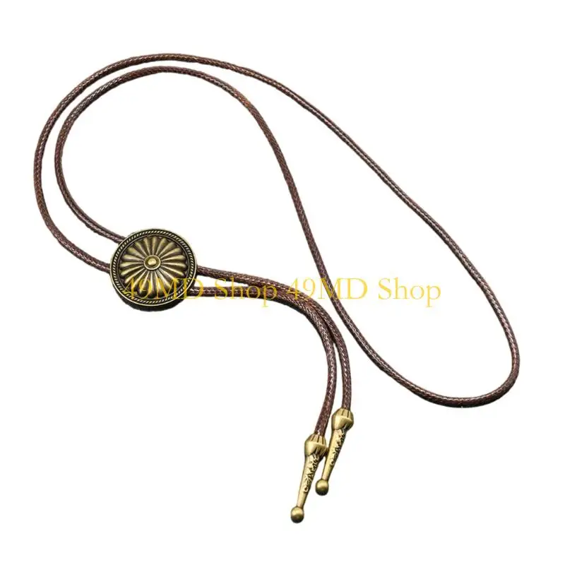 49MD Modern PU Leather Cord Bolo Tie Necklace With Modern Alloy Accent Stylish Layering Piece For Fashion Looks