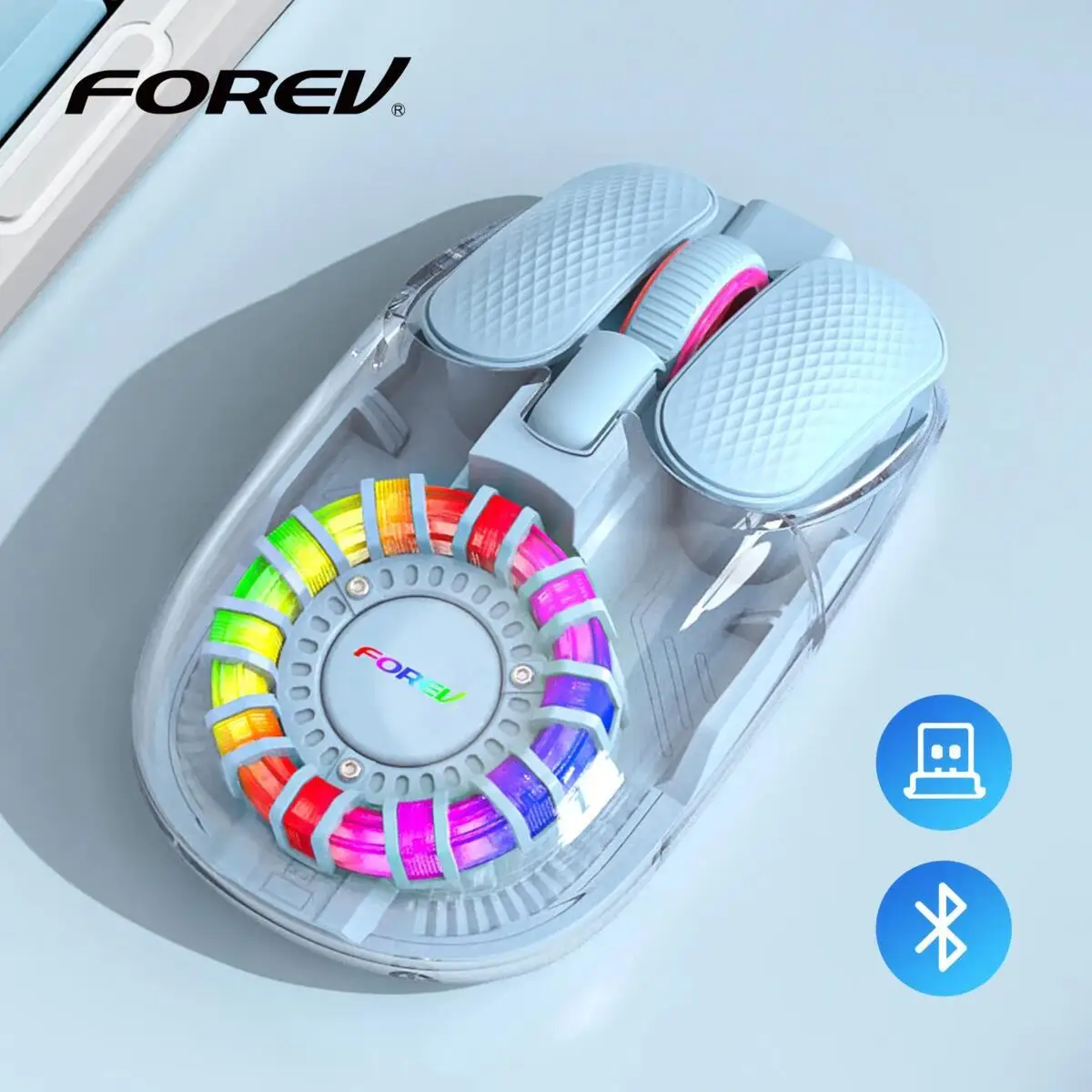 

Rechargable Transparent Reactor Style Bluetooth Wireless Dual-mode Mouse Ergonomics RGB Backlight Office Mause For PC Notebook