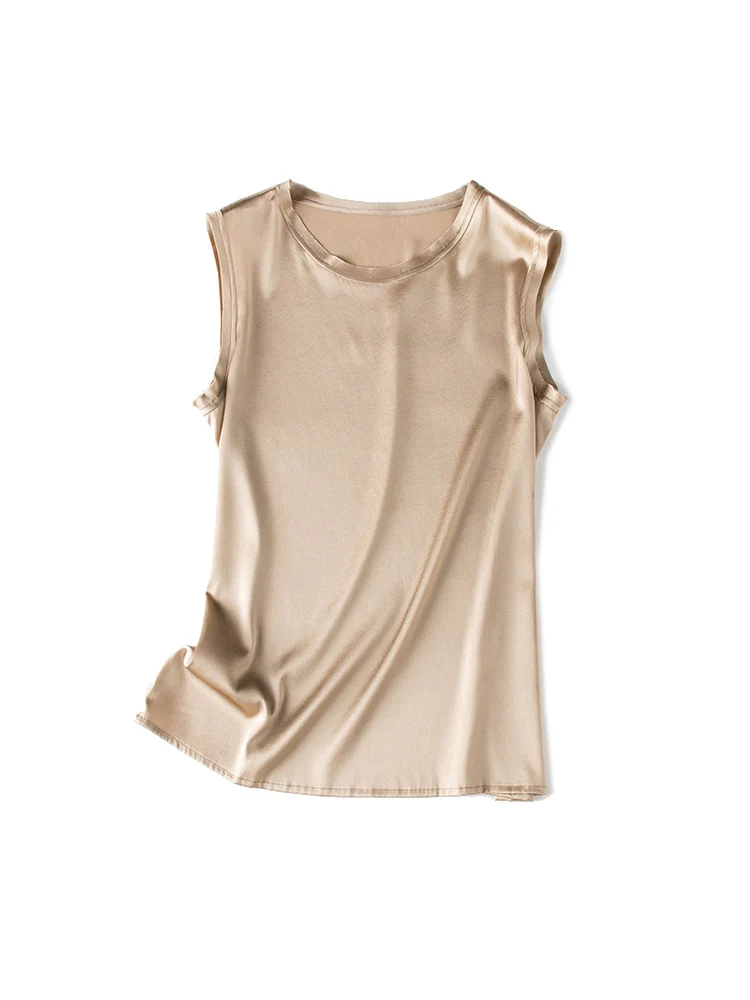 SuyaDream. Women Silk Tanks, 93%Real Silk 7%Spandex, Raw Hems, Sleeveless Chic T Shirt, 2024 Solid Summer Vests