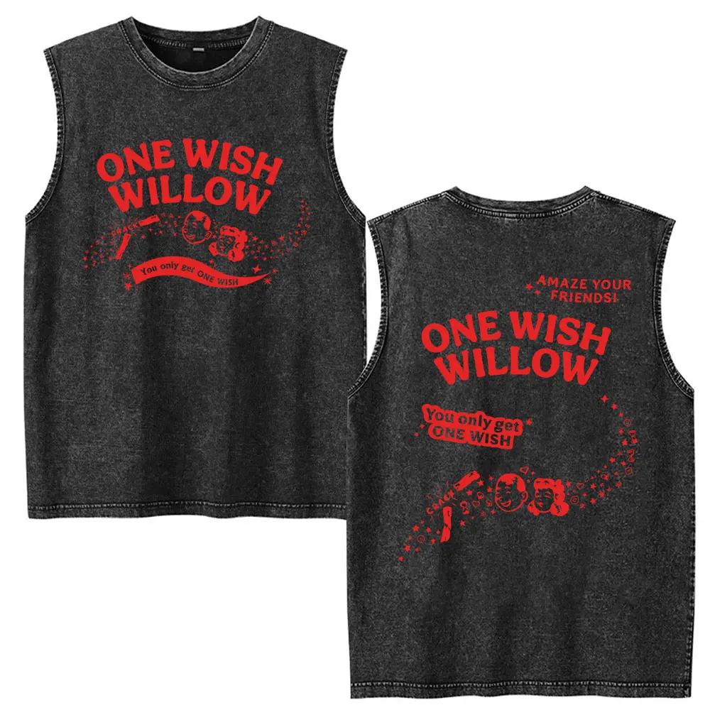 T-shirt imprimé Washed Vest Movie Obsession One Wish Willow 2026 pour hommes et femmes, style vintage Harajuku, en coton, à manches courtes