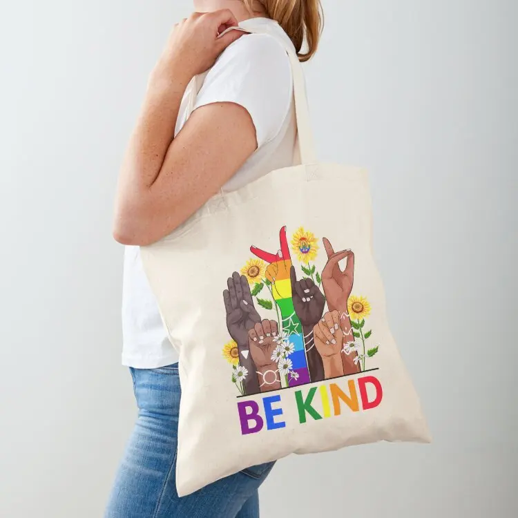 

Be Kind Sign Language Hand Talking LGBTQ+ Gay Les Pride ASL Tote Bag Shopper handbag Handbags women Shopping bags Lady bag