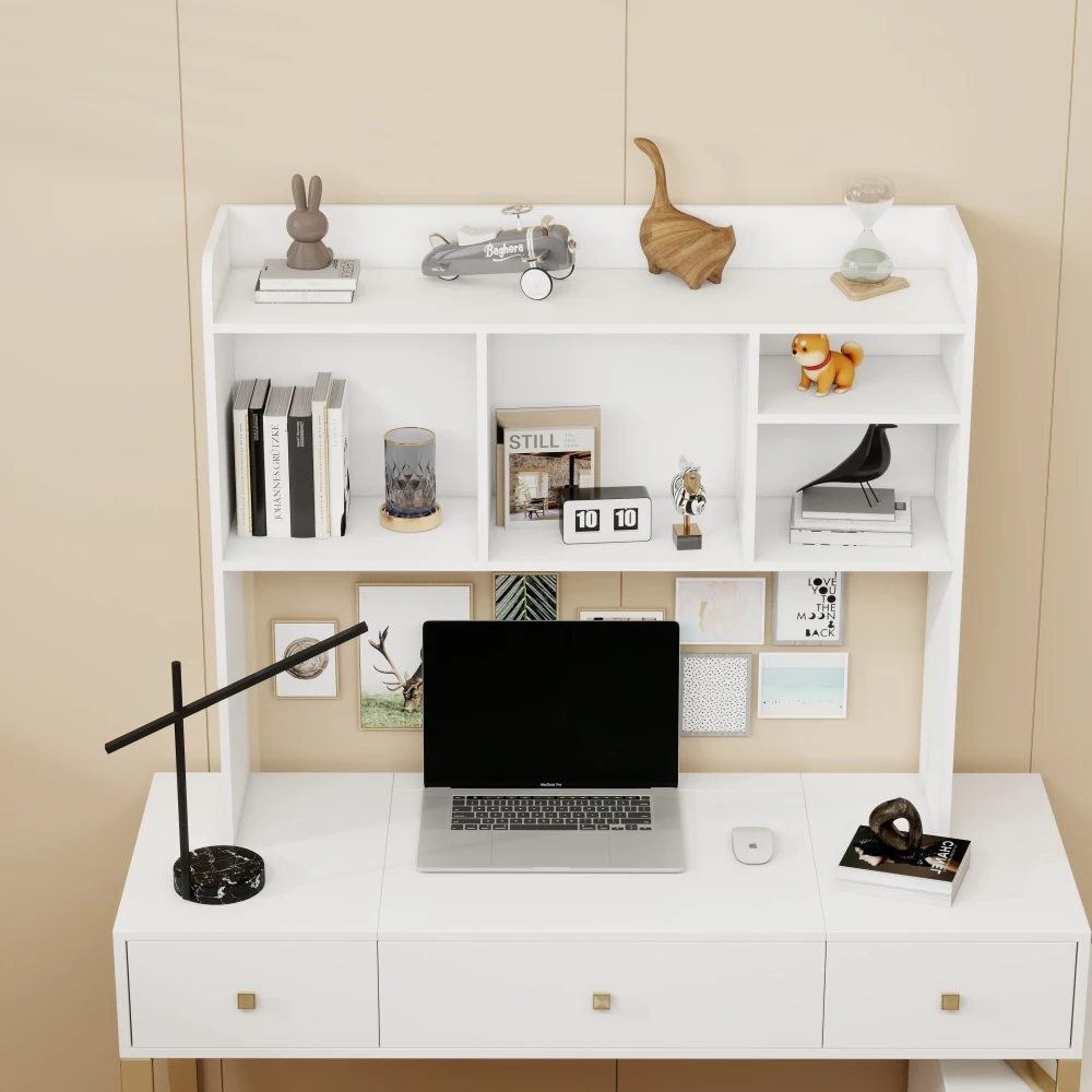 Desktop Bookshelf High-Capacity Wood Desk Hutch Organizer 5 Shelves Computer Desk Desktop Shelf Bookshelf Storage for Office