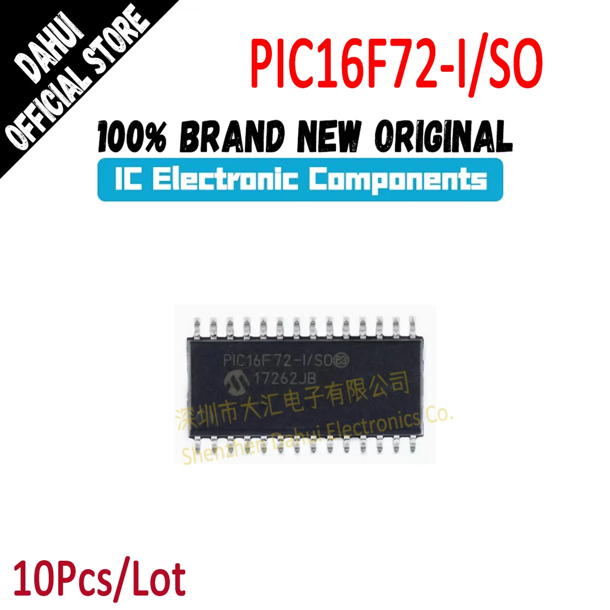 

10Pcs PIC16F72-I/SO PIC16F72 SOP-28 8-bit Flash Microcontroller IC Chip New Original