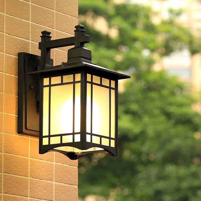 

Retro Exterior Waterproof E27 Wall Lamp Chinese Courtyard Balcony Lighting Villa Garden Corridor Entrance Door Wall Light