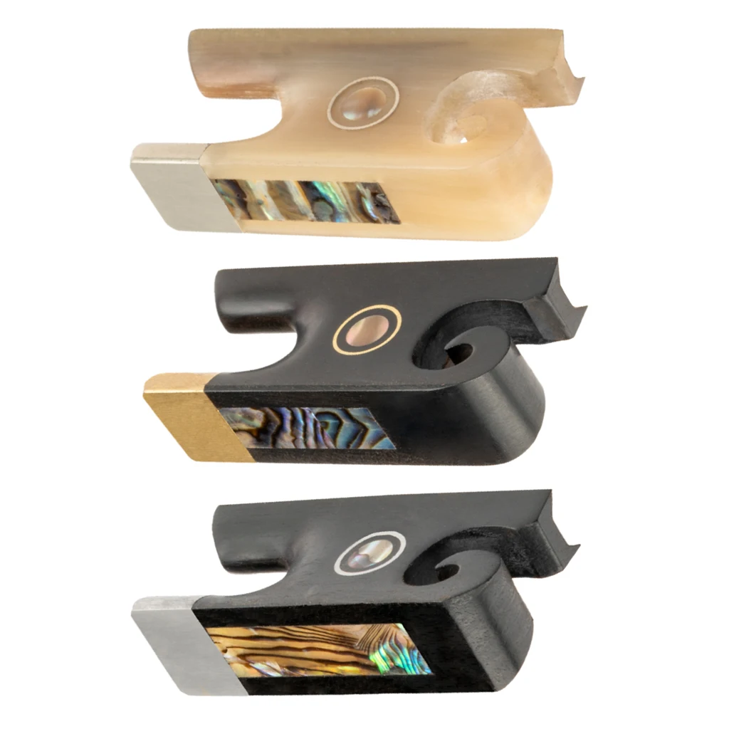 

Высококачественная накладка для смычка скрипки - ручная работа из бычьего рога и черного дерева, в форме улитки, для ремонта смычков 4/4 размера