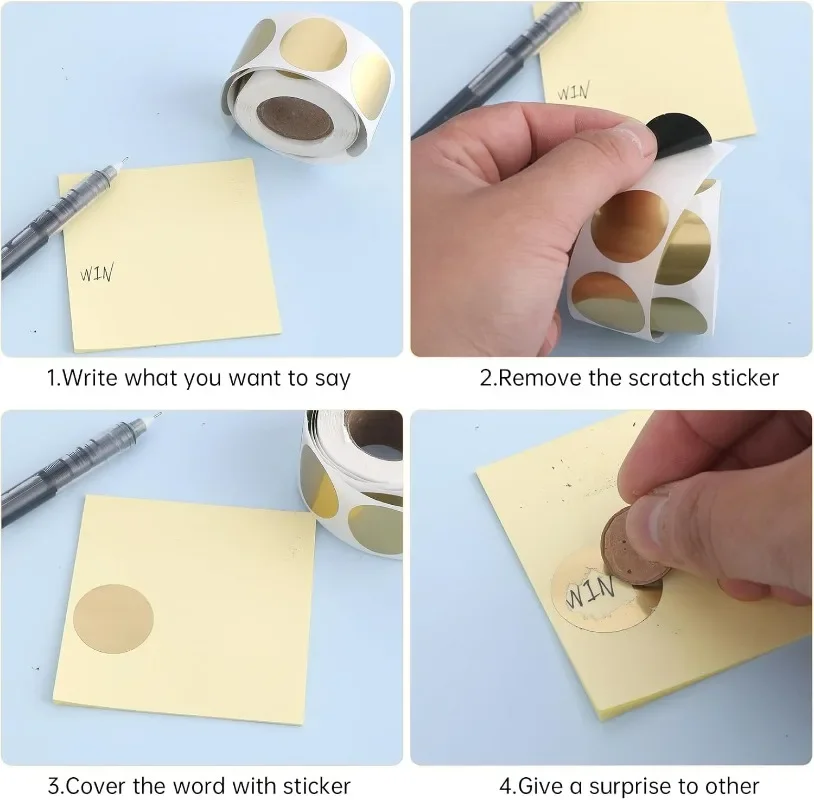 Gold Silver Scratch Off Stickers Round Shape Labels Sticker DIY Handmade for Game Scratch Sticker Labels Party Gifts Supplies