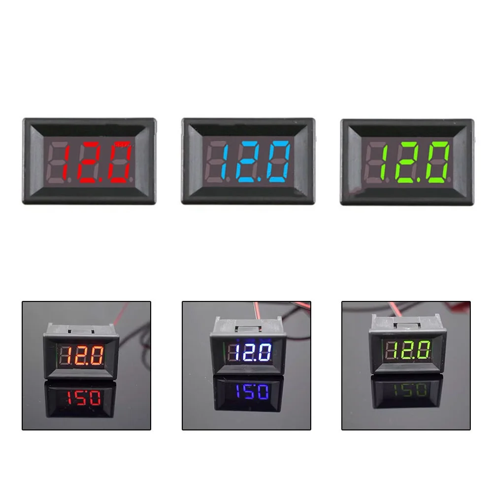 Mini LED Digital Voltmeter 0.36 Inch LED Digital 2-line DC Voltage Table Red Blue Green DC4.5-30V Power Voltmeter Tester