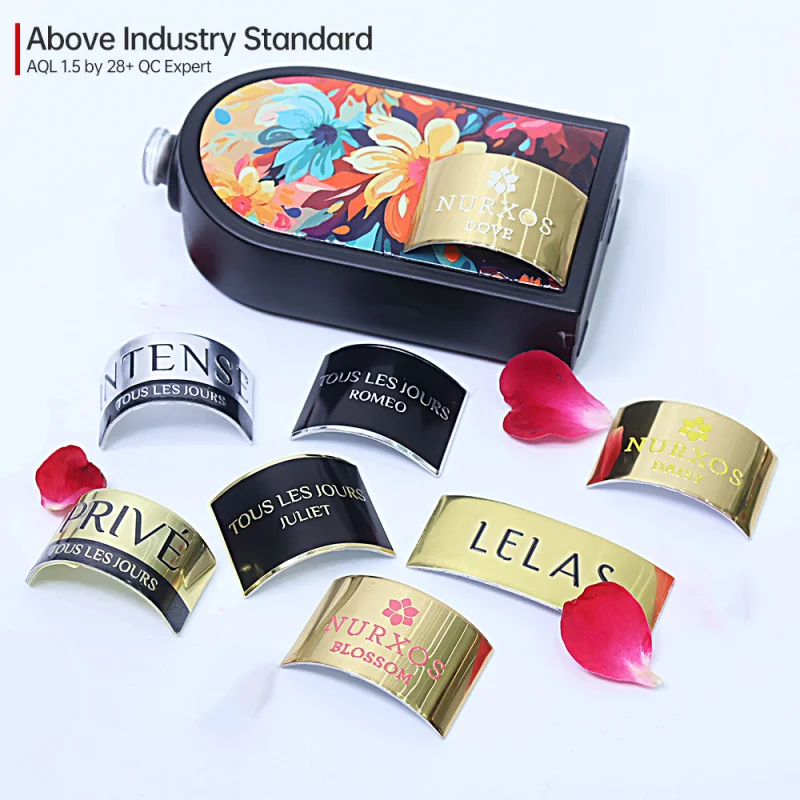 custom.Customized Embossed Aluminum Metal Wine Perfume Stickers Waterproof 3D Label Personalized Packaging Aluminum Labels Stick