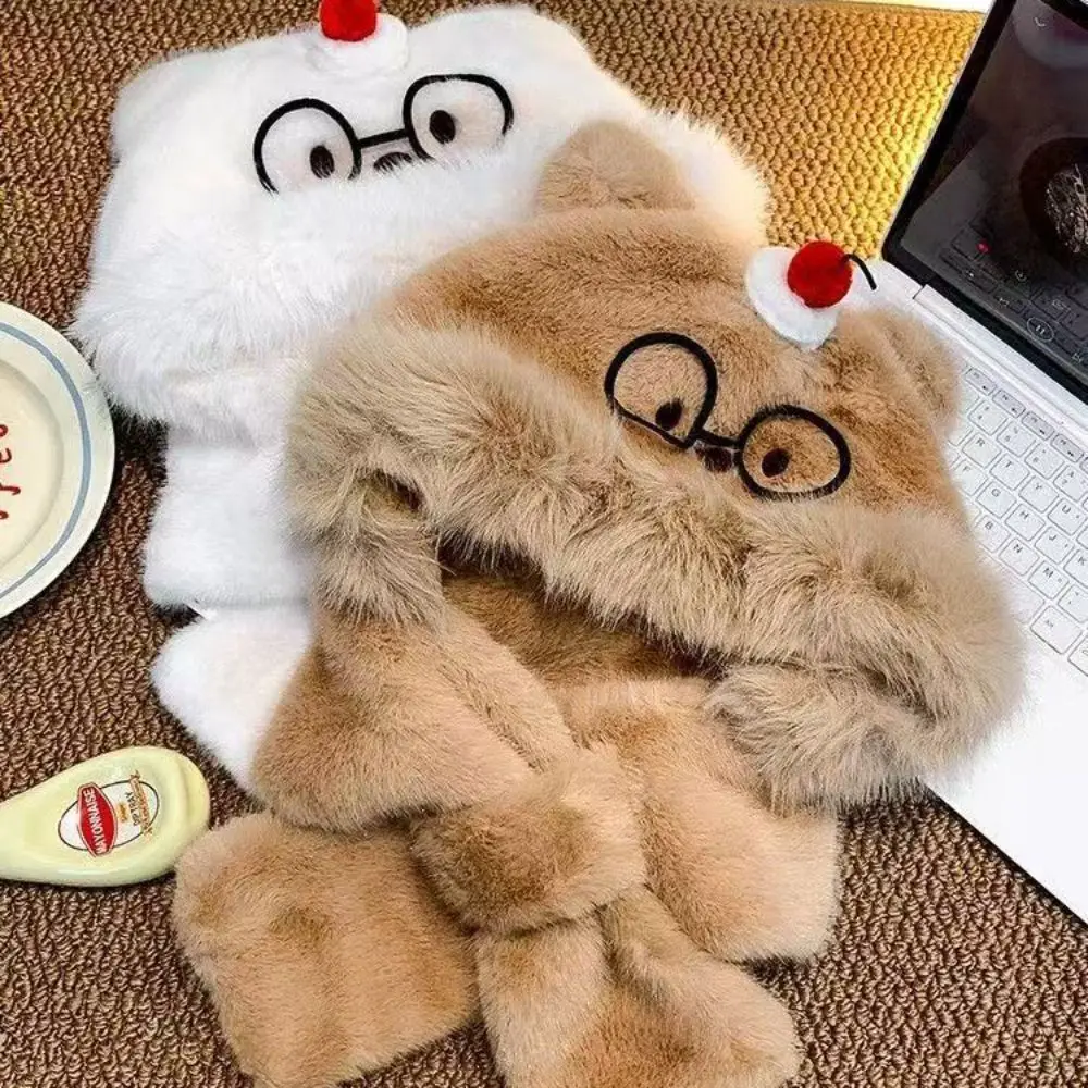 Personality Ear Protection Bear Ears Hat Bib Winter Hooded Scarf Warm All-match Scarf Hat Integrated Set Cycling