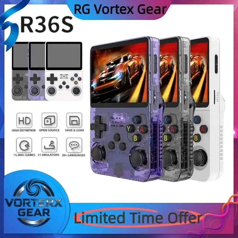 

Vortex Gear R36s Handheld Game Console Open Source Arkos2.0 System 3.5-Inch Ips Screen Dual Joystick Portable Game Console