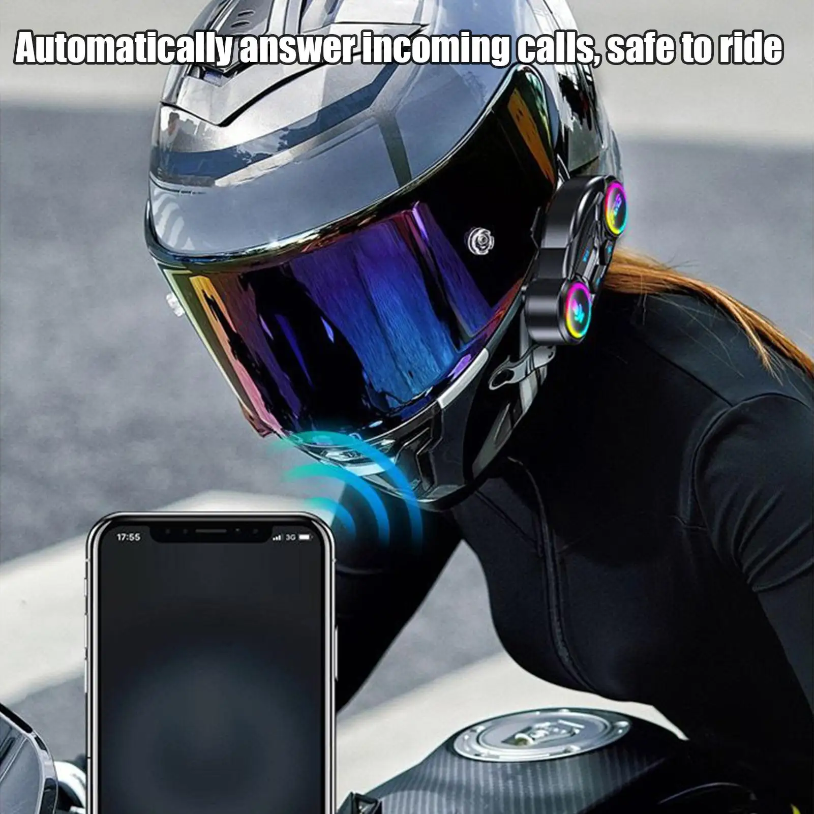 سماعة خوذة لاسلكية للدراجات النارية سماعات خوذة للحد من الضوضاء مقاومة للماء 800 مللي أمبير في الساعة للتزلج والسباق والتجول #2