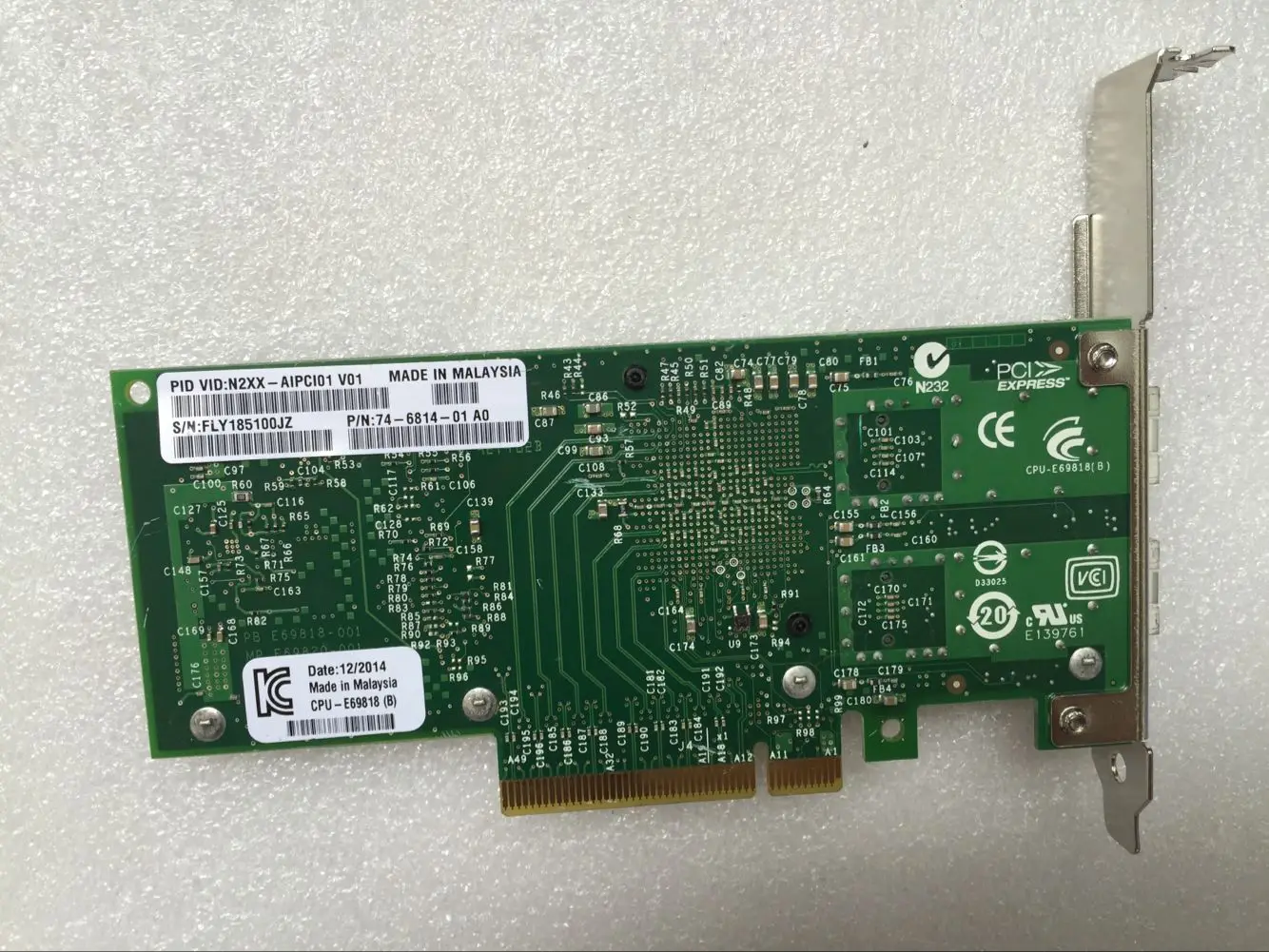 Adapter card for CISCO 74-6814-01 N2xx-aipci01 2-port Pci-e Sfp+10g Network