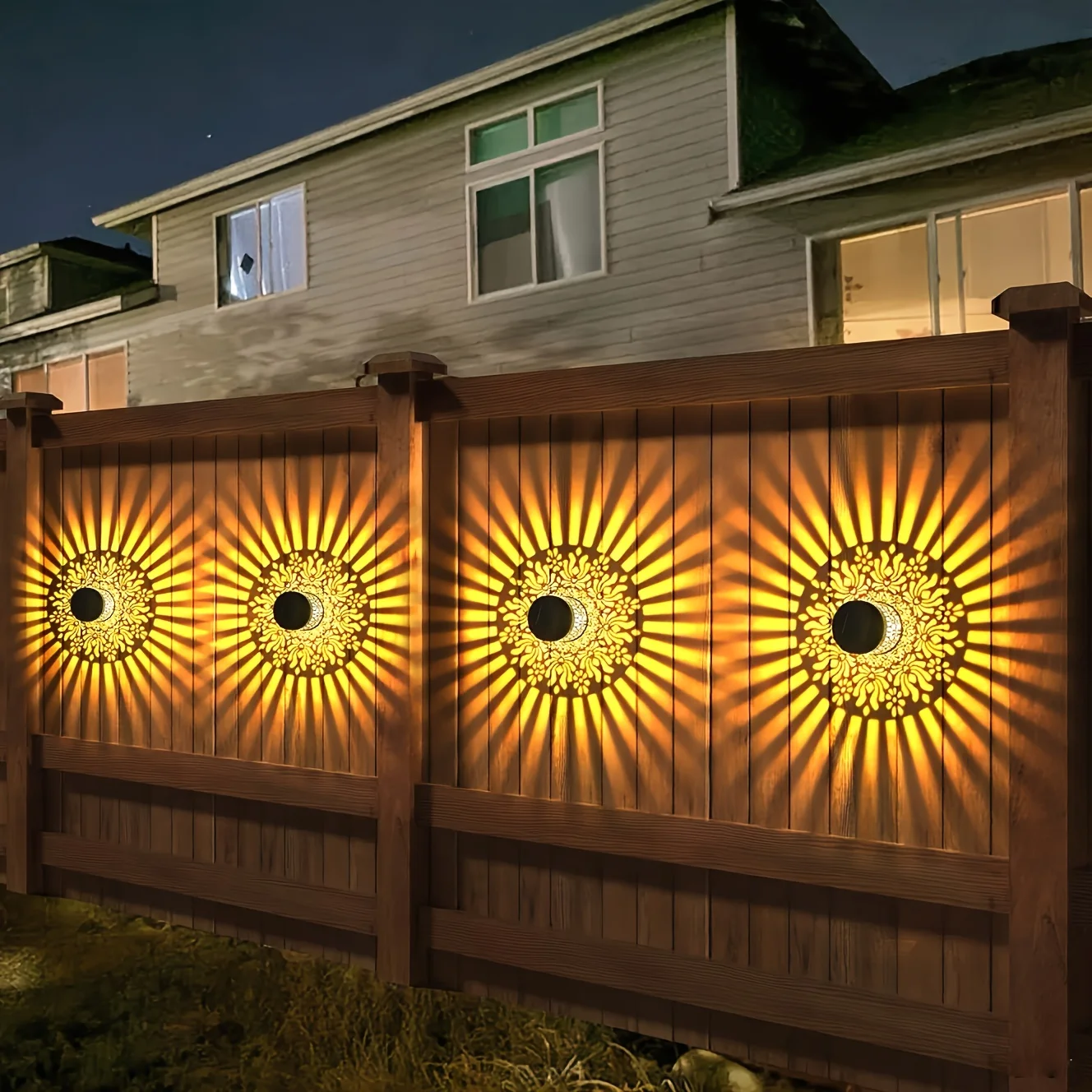 1Pcs/2Pack Solar-powered peony iron lantern light, wall lamp, suitable for outdoor garden, courtyard, and passageway decoration.