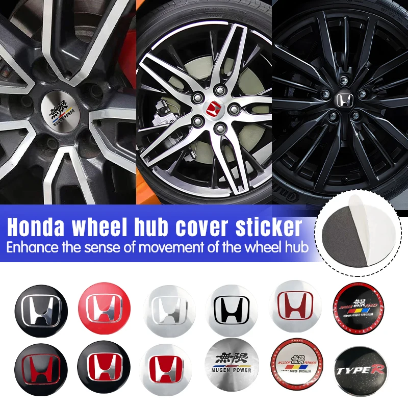 4pcs 56mm Car Wheel Hub Center Cap Metal Emblem Sticker For Honda INSPIRE VTEC DOHC Modulo Vezel Si CITY CIVIC Mugen RR Vezel