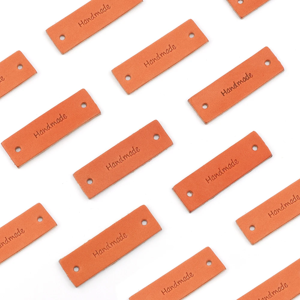 

5Pcs Premium Brown Genuine Leather Label Hand-stitched Patch Ornament for Clothing Hats Bags Jeans Sofa DIY Decoration