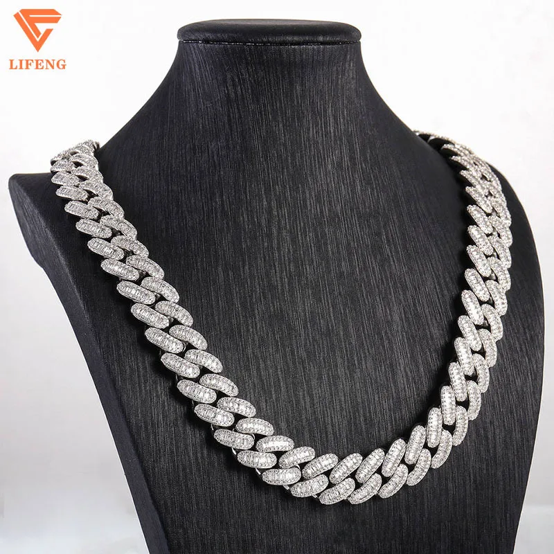 New Process Cuban Necklace 925 Silver Ice Out Mossinate Diamond Cuban Chain Stylish Men's Necklaces