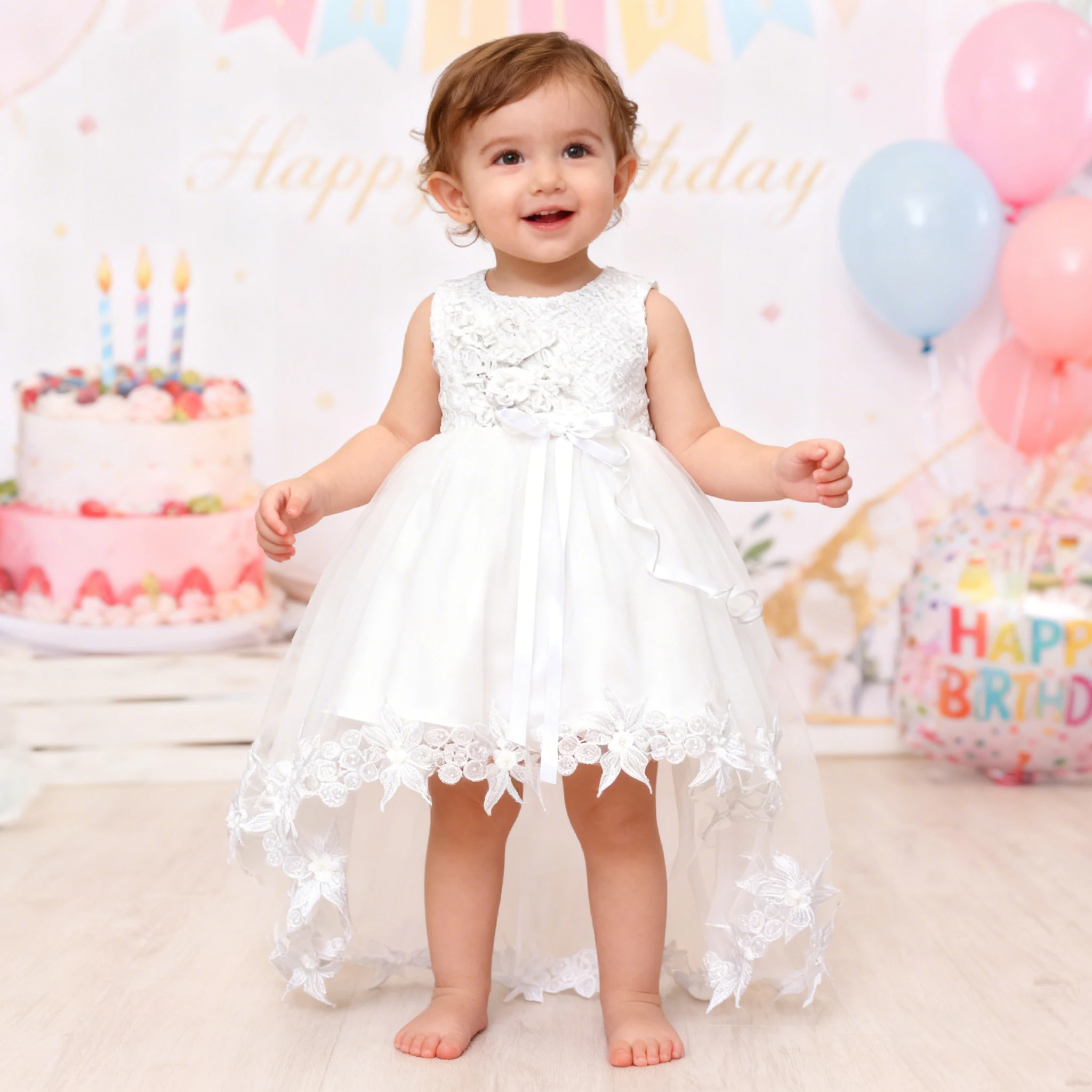 

Платье для крещения маленьких девочек, белое кружевное длинное платье с хвостом, элегантное платье для свадебной вечеринки для девочек, детская одежда для подружек невесты 3, 6, 9, 12 месяцев