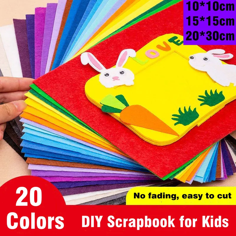 20 Pcs Felt Bundle For Kids Scrapbooking DIY Colorful Fabric Cloth 1mm Felts Cloth Home Sewing Wedding Decoration Dolls & Craft