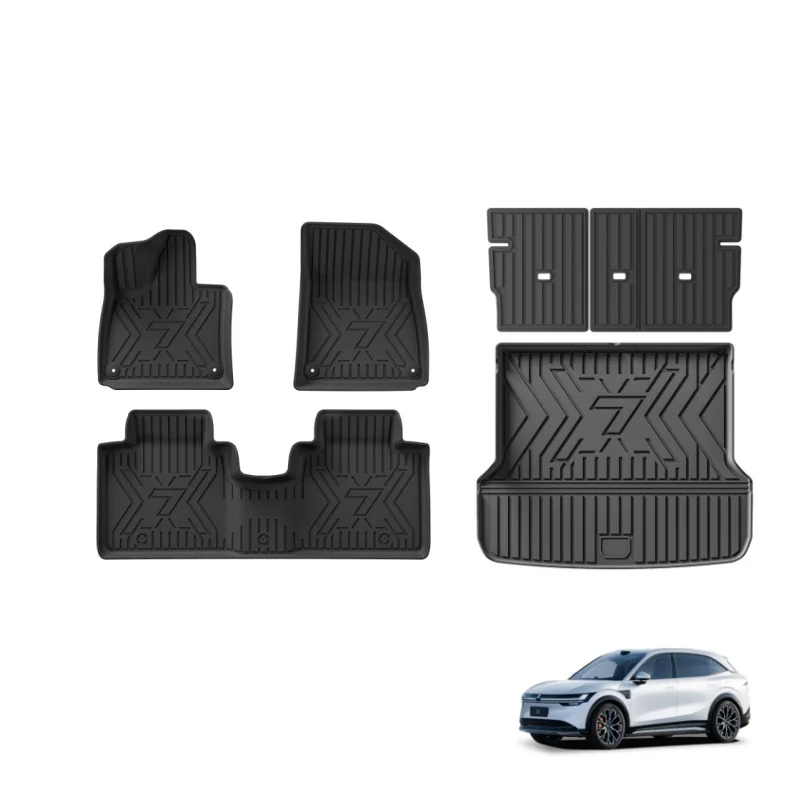 LUCKEASY Links/Rechts Bestuurde Auto Vloermatten Kofferbakbeschermer Rugleuning Kofferbakmat Voetmat All Weather Accessoires voor Zeekr 7X 2024-2026