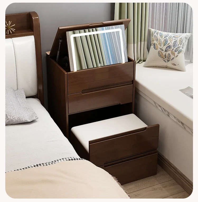 Solid wood dresser, small bedroom, modern mini mini apartment, clamshell storage, dressing table, bedside table in one