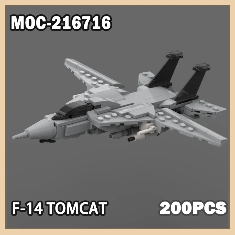 

MOC- 216716 Военная военная серия F-14 Tomcat, строительные блоки для сборки, набор мини-истребителей, новые креативные подарки, детские игрушки, 200 шт.