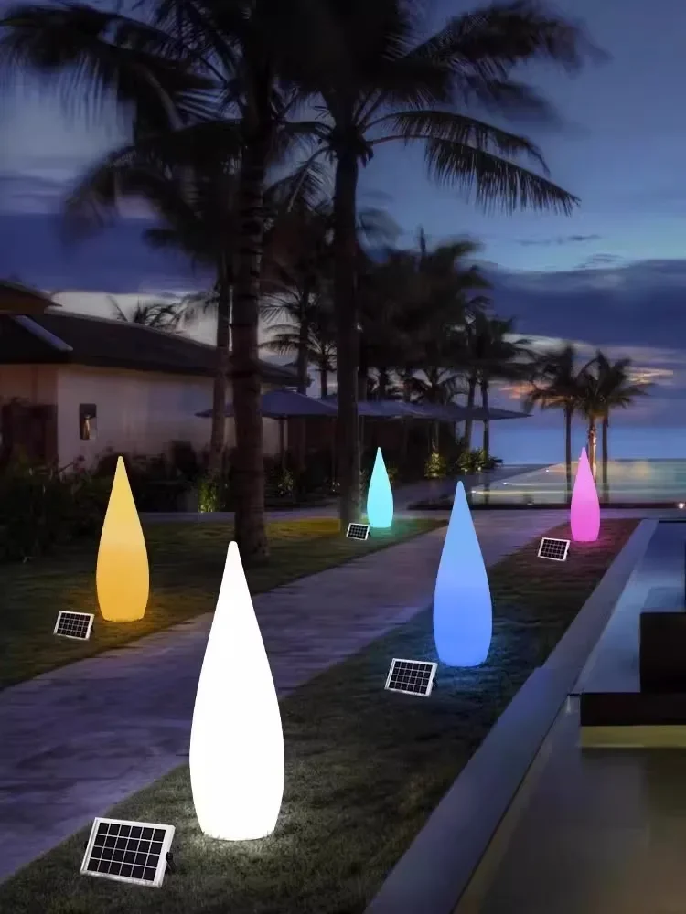 

Drip Shaped Decorative Solar Lawn Lights Outdoor LED Furniture Garden Landscaping Dinning Room Decor with 16 Rgb Color