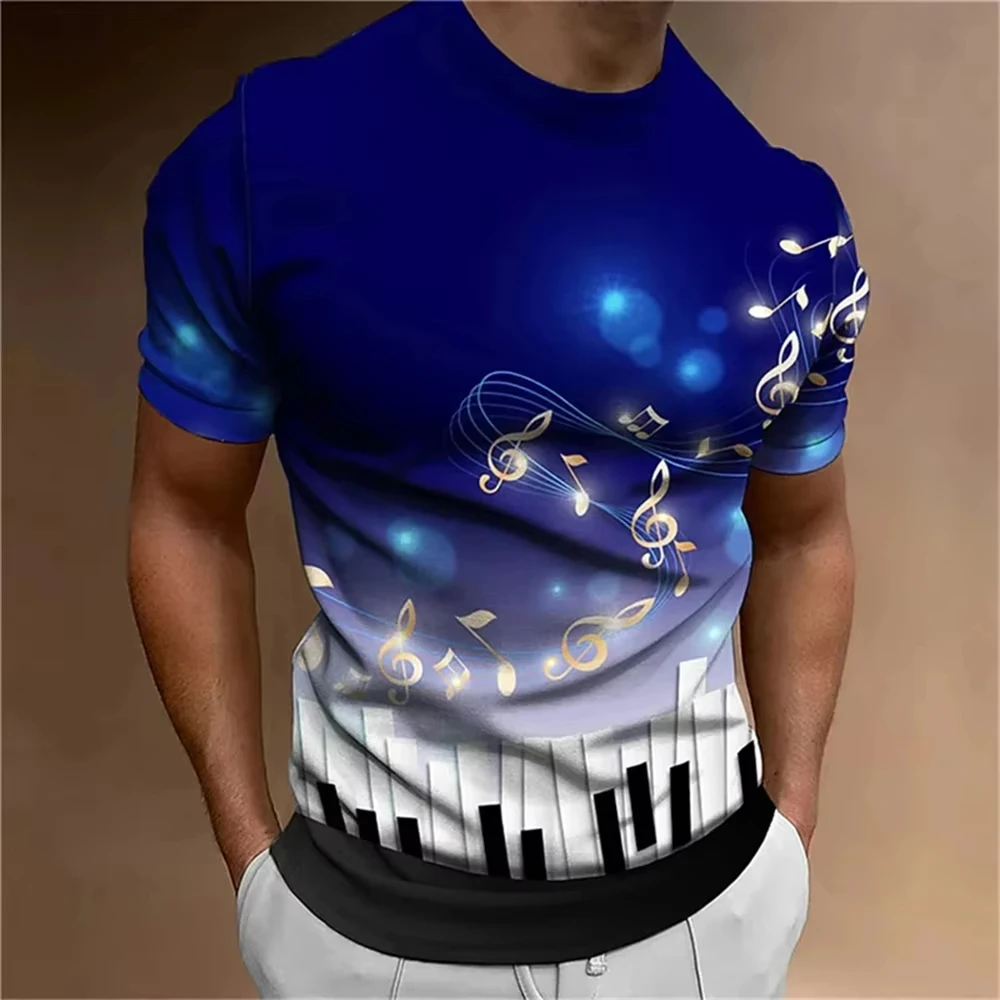 Summer Music Notes Pattern 3D Print Men T-Shirts Men Women T shirt Short Sleeve  Harajuku Tee Top Women T-Shirt Kid TShirt Y2k image 2