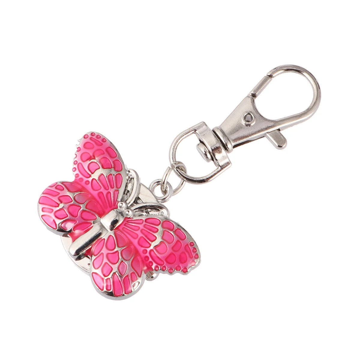 1 قطعة سلسلة المفاتيح جيب الوردي حركة الكوارتز قرص دائري كبير سهل القراءة الوقت المحمولة كيرينغ ساعة للنساء الطلاب هدية