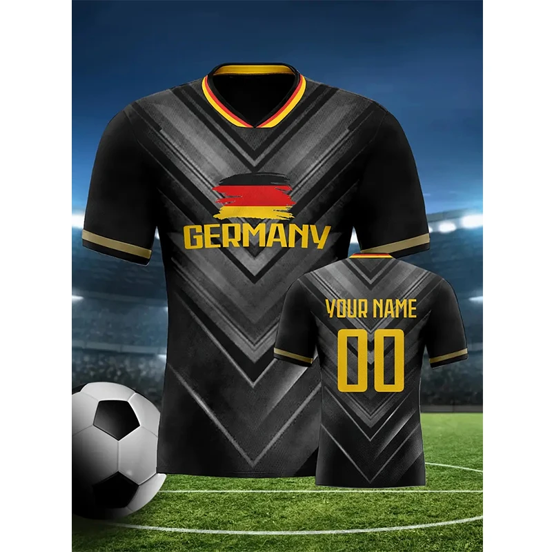 Football Jersey For Men Country Flag Custom Name Number Tshirt Tops Loose Man Women Quick-drying Sports Short Sleeve Kids Tees