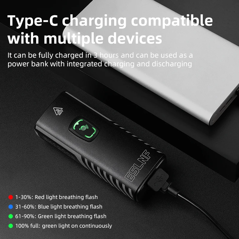 ESLNF ضوء الاستشعار الدراجة الخفيفة ركوب 1200 التجويف الطريق الجبهة ضوء مقاوم للماء طويل التحمل ليلة دراجة المصباح إضاءة دراجة هوائية